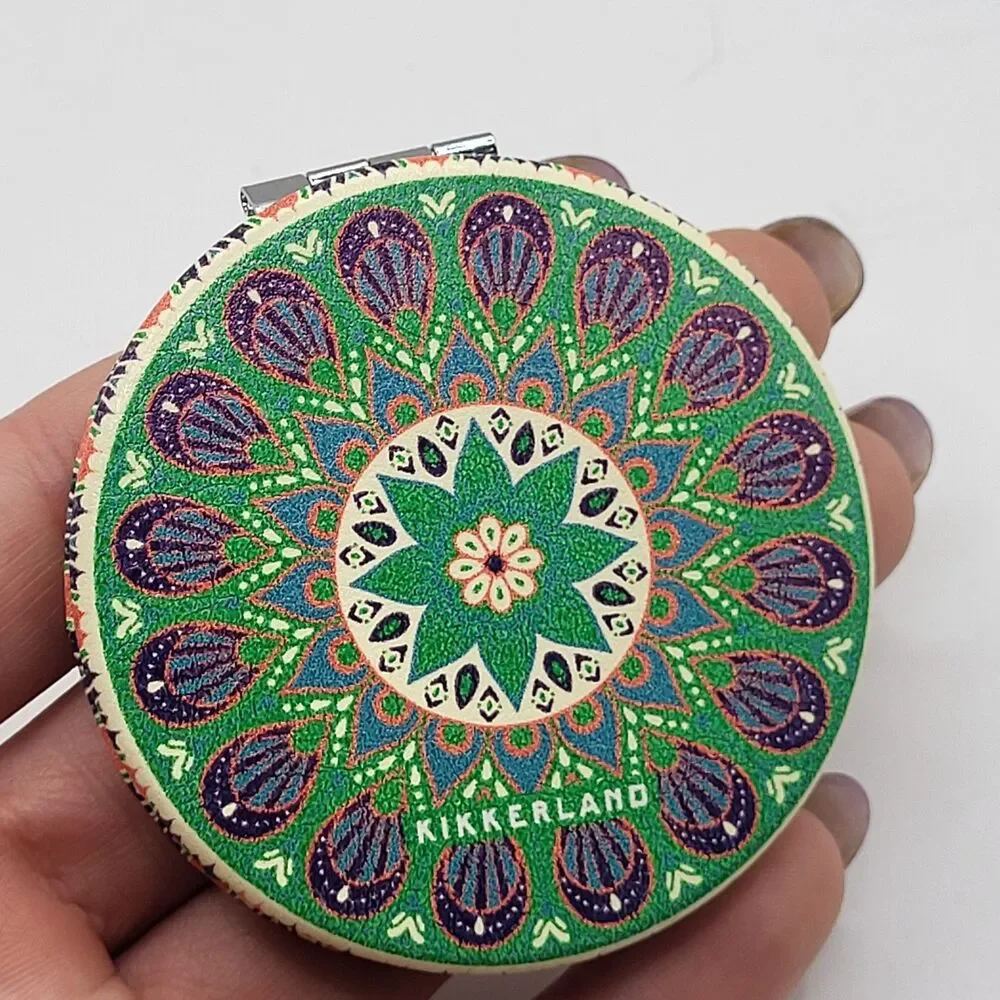 Kikkerland Mandala Pocket Mirror 2x Magnification Round Frameless Diameter 2.4in